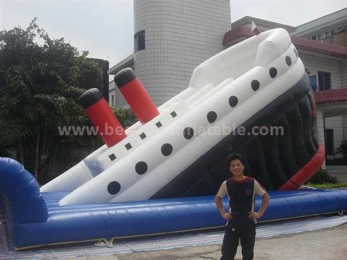 Giant double lanes titanic inflatable slide