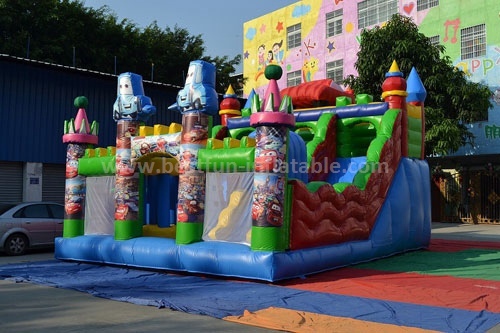 Digital printing cartoon inflatable slide car for rental