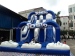Inflatable middle stair dual lanes water slide