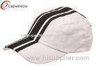 White Black Low Profile Racing Stripe Cotton Twill Racing Baseball Caps