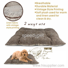 Dog linen fabric soft push mats with vintage style printing