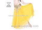 Yellow Chiffon Belly Dance Skirt , Professional One Piece Dance Competition Dresses