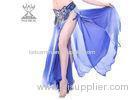 Blue Long Slit 120D Chiffon Belly Dancing Skirts Wear For Dancing Competition