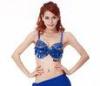 Jewelry Blue Belly Dancing Bra Tops With Sequin And Diamond For Belly Queen