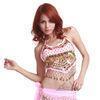Adult Pink Chiffon Belly Dancing Bra Tops With Sequin / Beads , Sexy Hollow Out Style