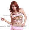 Adult Pink Chiffon Belly Dancing Bra Tops With Sequin / Beads , Sexy Hollow Out Style