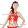 Butterfly Shape Sexy Belly Dance Coin Tops , Performance Red Bra In Practice Wear