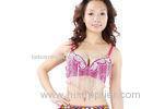 Shining Purple Tribal Belly Dance Tops Costume With Long Beaded Fringe Accents