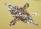 Custom Red Beaded Iron On Rhinestone Dance Appliques For Dresses