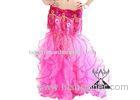 Pink Peacock Fishtail Belly Dancing Skirts for Stage with Crystal Cotton / Blended Yarn