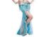 Ladies Crystal Cotton Turkish Belly Dancer Skirt With Shining Hot Drilling In Light Blue