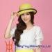 Yellow / Grey Womens Straw Hat