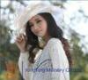 handmade polyester mesh Wide Brim White Organza Hats with Lily Flower