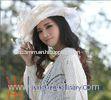 handmade polyester mesh Wide Brim White Organza Hats with Lily Flower