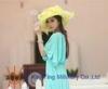 Yellow / Blue Party Ladies Organza Hats with big flower / feather , down brim