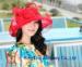 Comfortable Red Abaca Church Ladies Sinamay Hat With Adjustable Sweatband