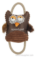 Dog plush toy in owl shape with rope