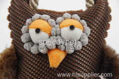 Dog plush toy in owl shape with rope