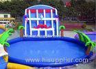 Palm Tree Inflatable Swimming Pools With Slide , Inflatable Above Ground Swimming Pools