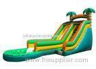 Green Palm Tree Inflatable Water Slides / Inflatable Backyard Water Slide