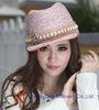 Pink Pattern Women Dressy Church Hats with Brooch Diamond Casings Hair Accessories