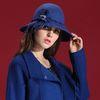 CE Blue Wool Felt Women Hat Winter Bucket Hat For Church / Wedding