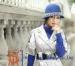 Blue / Cream colored round top Wool Felt Hats with rhinestone