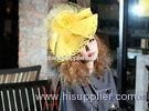 Fashion Yellow Church Hats with veil and lace Polyester Women Floppy Hats