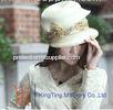 Beige / Purple Women Handmade Church Hats with Brooch Satin Ribbon Lady Hat