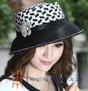 Black / White Formal Winter Satin Dress Women Dressy Church Hats With 100% Polyester