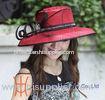 Satin Dress Big Brim Red Dressy Church Hats , Girls Fedoras Hat for travel