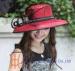 Satin Dress Big Brim Red Dressy Church Hats , Girls Fedoras Hat for travel