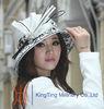 Silver Big Brim Smooth Dome Satin Dress winter dress hat for Church