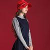 Women Red Wool Felt Fedora Hat Fancy Winter Hat With Shiny Rhinestone Around