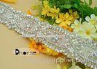 Beaded Pearl Crystal Rhinestone Belt , Rhinestone Trim By The Yard