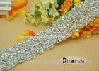 Silver Beaded Bridal Sash Belt With Pearl , Rhinestone Bridal Sashes