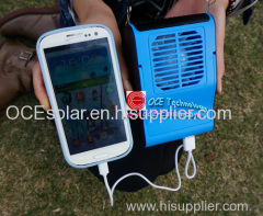 Portable Solar Charger with LED Light /Mini Fan for Walking Outside Sports