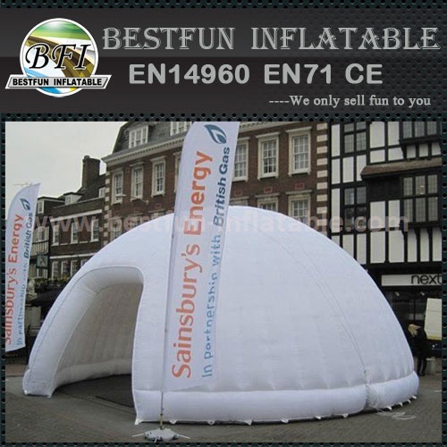 White inflatable tent round advertising