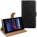 Black Genuine Leather Phone Case For Sony Xperia Z2 Wallet Stand Cover