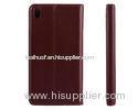 HTC 816 Stand Wallet Brown Genuine Leather Phone Case Grade Cowskin Leather