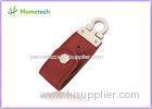 USB 2.0 Leather USB Flash Disk Key Chain , Flash Memory Pen Drive USB Thumb Stick