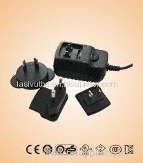 Auto recovery 6W 0.25mA 3 PIN switching power adapters for home, office, Airplane, car