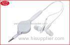 White 0.8m Retractable Earbuds 3.5mm jack Headphone for Electronic appliance
