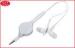 White 0.8m Retractable Earbuds 3.5mm jack Headphone for Electronic appliance