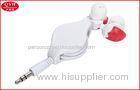 High Speed Earphone Retractable Earbuds Flat PU Reel 0.8M in white