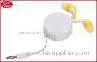 Multifunctional 80cm Retractable Earbuds 3.5mm DC Plug , white