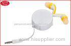 Multifunctional 80cm Retractable Earbuds 3.5mm DC Plug , white