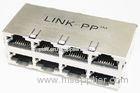 Multi Pin Stacked RJ45 Connectors , 2 x 4 Tab-Up Registered Jack 45