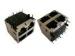1000 Base-t Gigabit Circuit Stacked RJ45 Modular Connectors , 2 x 2 Ports LPJK