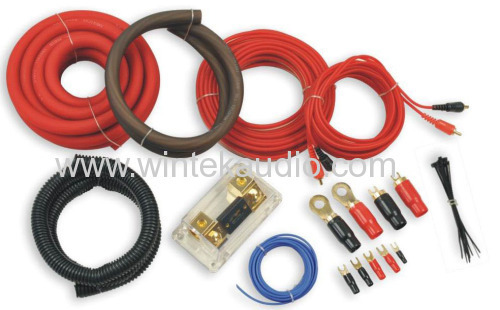 0GA amplifier wiring kit with clear red power cable